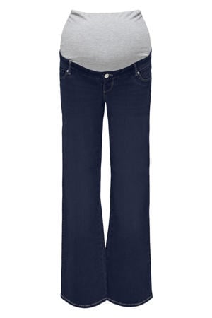 low waist zwangerschaps wide leg jeans dark blue denim