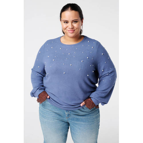 MS Mode trui blauw fijn gebreid afbeelding