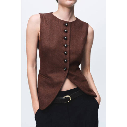 Mango gilet met wol roodbruin afbeelding