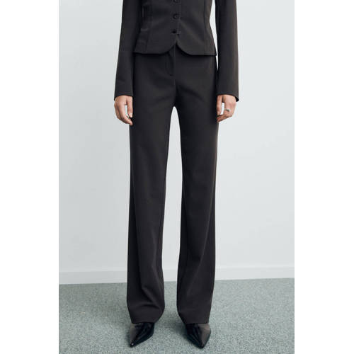 Mango [[Clusterkenmerk Pasvorm/fit]] high waist broek antraciet afbeelding