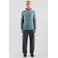 QS trui met wol rib gebreid blauw