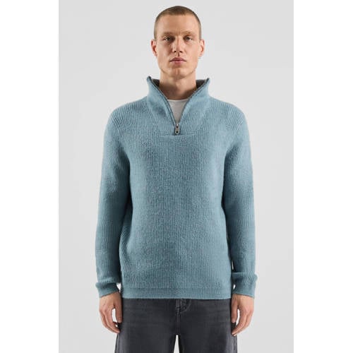 QS trui met wol rib gebreid blauw afbeelding