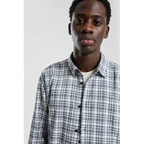 QS Regular geruit casual overhemd grijs afbeelding