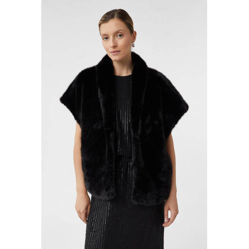 comma faux fur jas zwart afbeelding