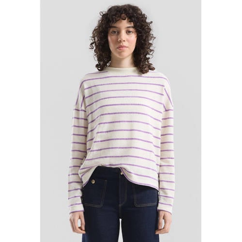 QS gestreepte pullover ecru afbeelding