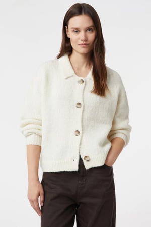 gebreid vest met wol ecru