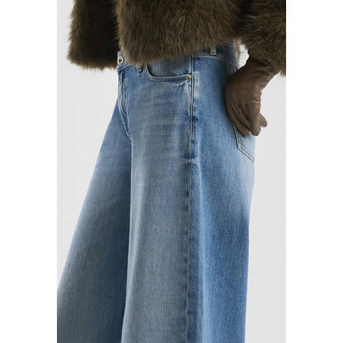QS wide leg jeans medium blue denim afbeelding