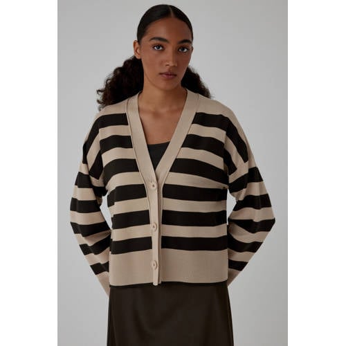 comma gestreepte gebreid vest beige afbeelding