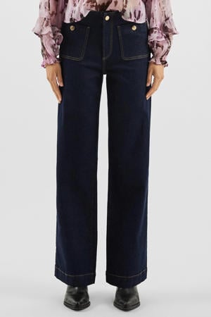 straight leg jeans dark blue denim