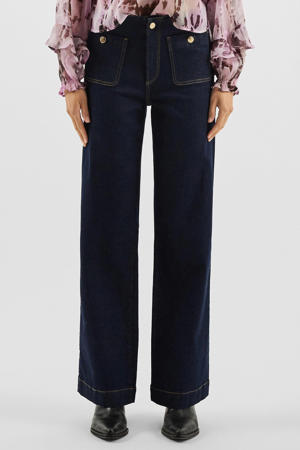 straight leg jeans dark blue denim