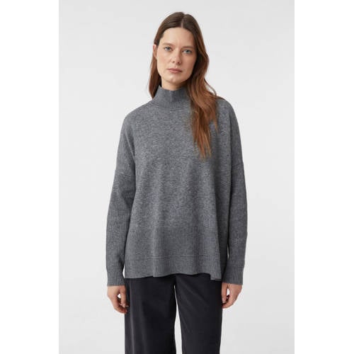 comma casual identity pullover met wol grijs afbeelding