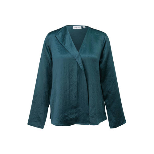 comma satijnen blouse petrol afbeelding
