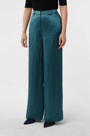 wide leg high waist broek petrol
