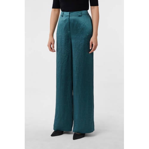 comma wide leg high waist broek petrol afbeelding