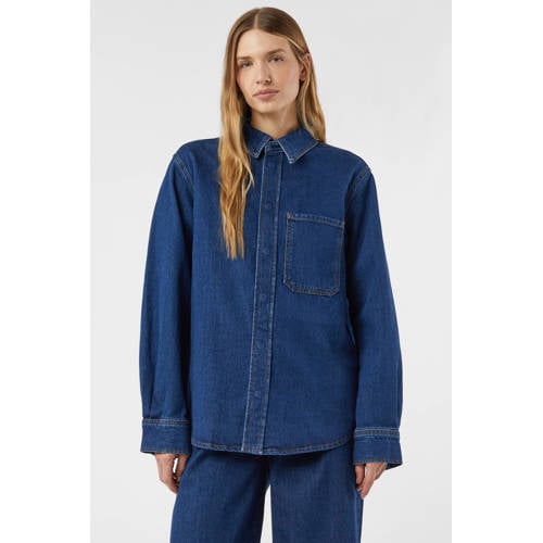 comma casual identity denim blouse medium blue denim afbeelding