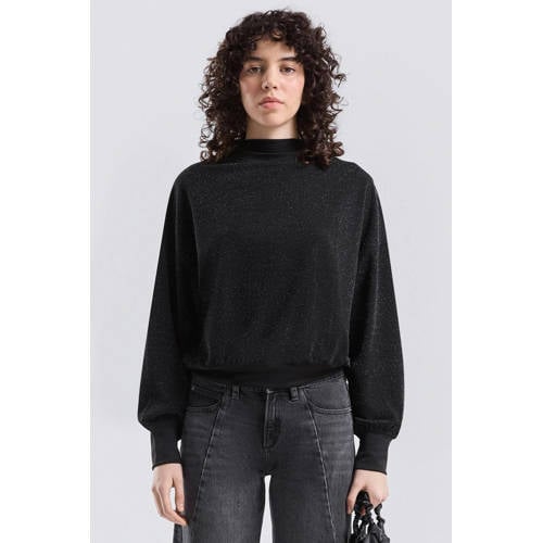 QS sweater zwart met glitter afbeelding