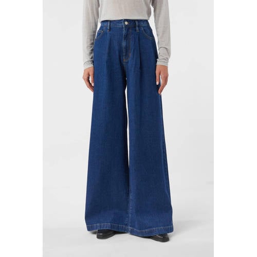 comma casual identity high waist wide leg jeans blauw afbeelding