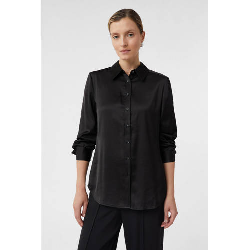 comma satijnen blouse zwart afbeelding