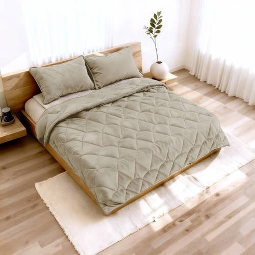 Sleeptime velvet dekbed zonder overtrek met kussenslopen Lazy - taupe/grijs afbeelding