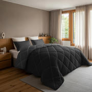 thumbnail: Sleeptime dekbed zonder overtrek met kussensloop Lazy - zwart/antraciet