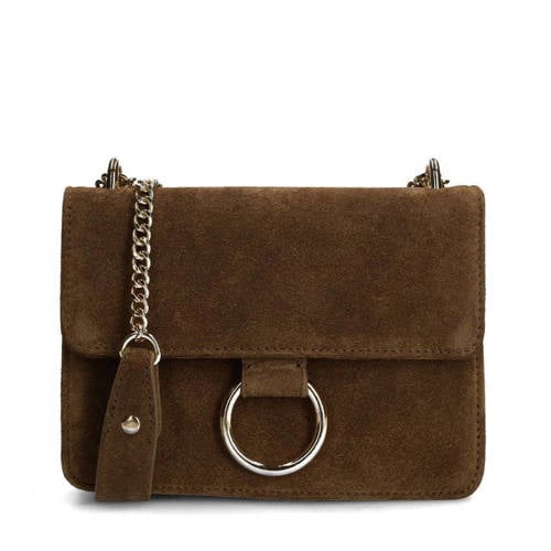 Manfield suède crossbody tas bruin afbeelding