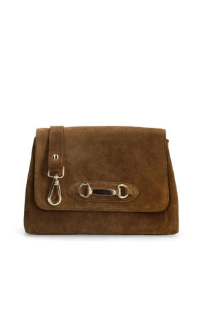 suède crossbody tas bruin