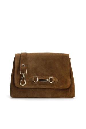suède crossbody tas bruin