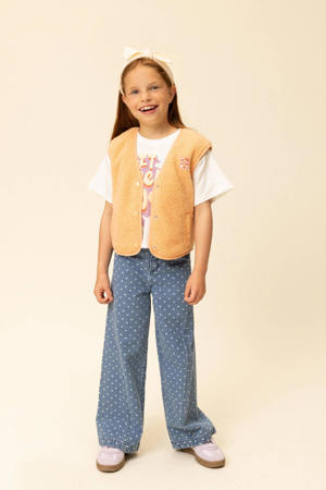 wide leg jeans met hartjes medium blue denim
