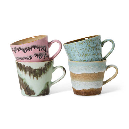 HKLIVING cappuccinomok 70s (Ø9,5 cm) (300 ml) (set van 4) afbeelding