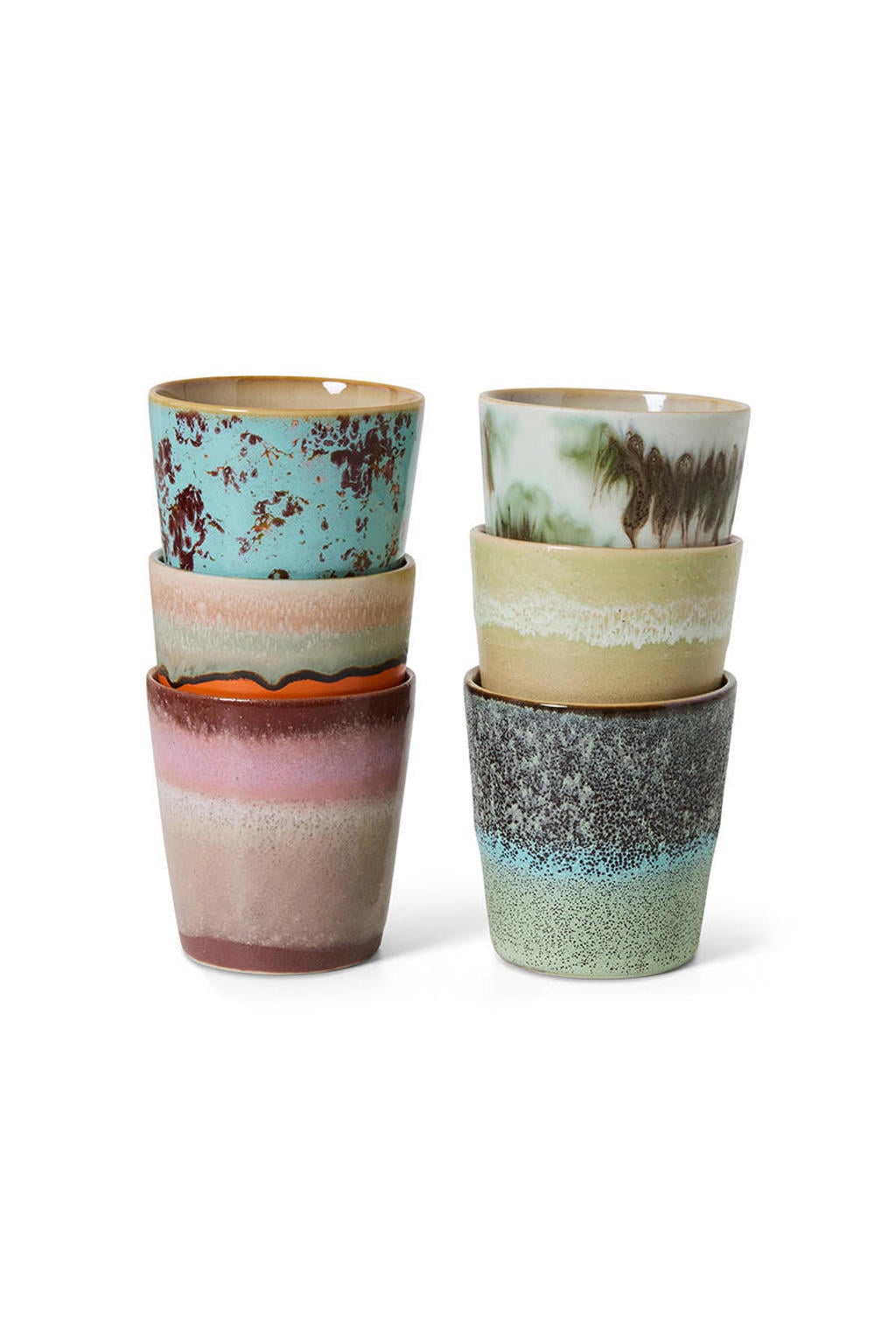 HKLIVING koffiekopje 70s (Ø7,5 cm) (180 ml) (set van 6)
