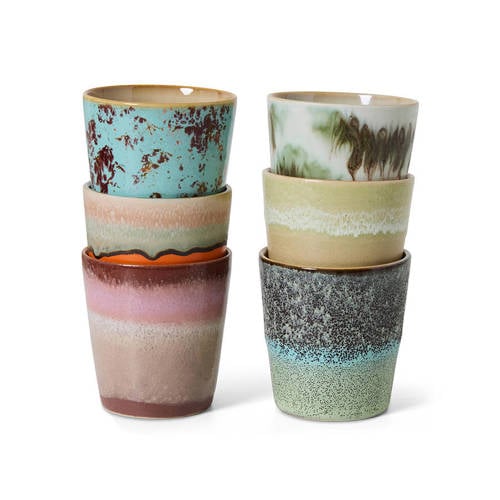 HKLIVING koffiekopje 70s (Ø7,5 cm) (180 ml) (set van 6) afbeelding