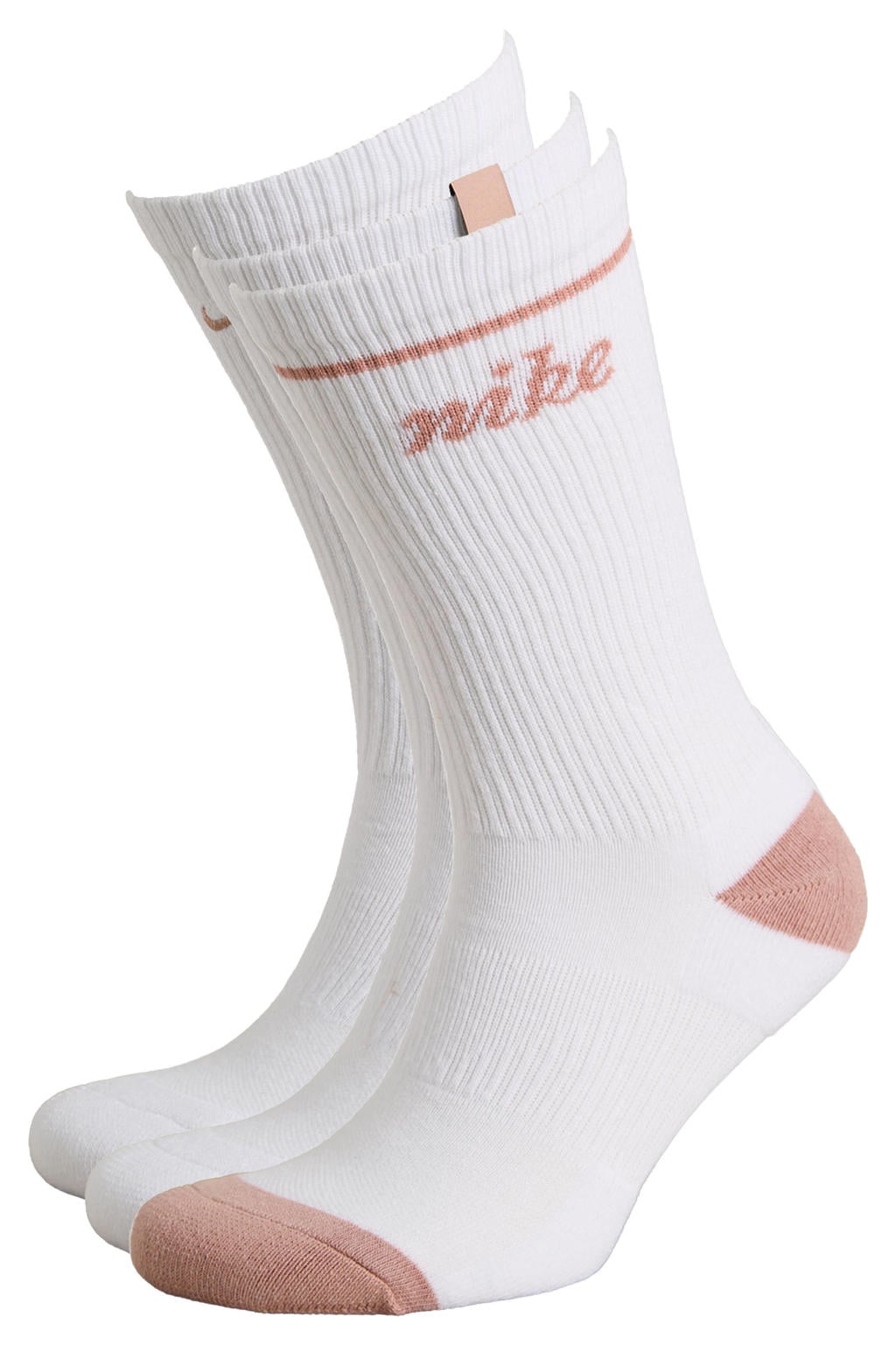 Nike sportsokken Everyday plus - wit/oudroze (set van 3)