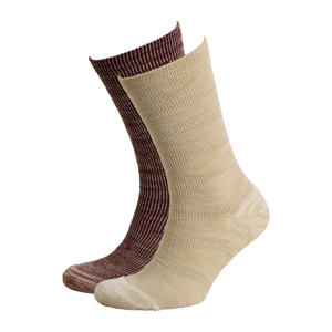 sportsokken Everyday - beige/donkerrood (set van 2)