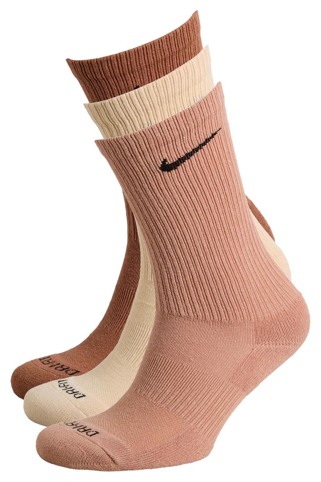 Nike sportsokken Everday Plus Cushioned - beige/roze/bruin (set van 3)