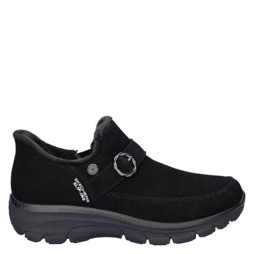 Skechers Easy Going gevoerde suède instappers zwart afbeelding