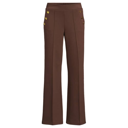 Tramontana Wide leg regular waist casual broek donkerbruin afbeelding