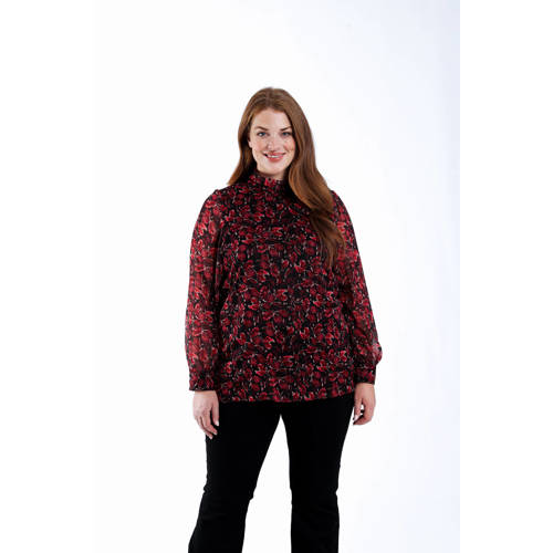 Paprika blousetop donkerrood met lurex afbeelding
