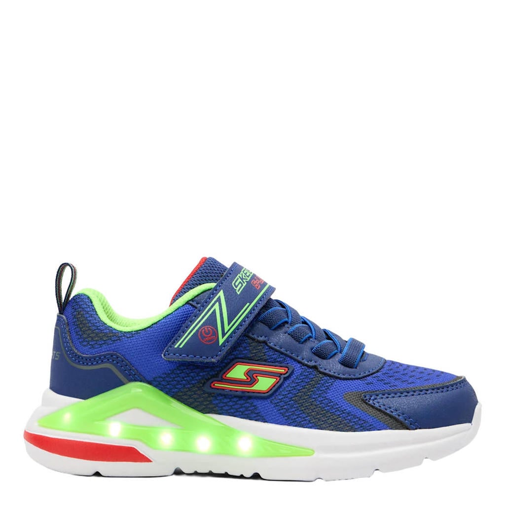 Blauw en groene jongens Skechers sneaker met lichtjes