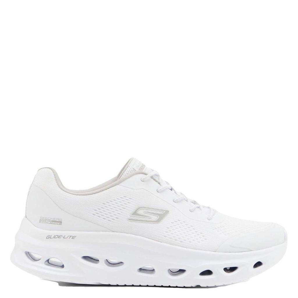 Witte dames Skechers slip-on sneakers van textiel met elastische veters