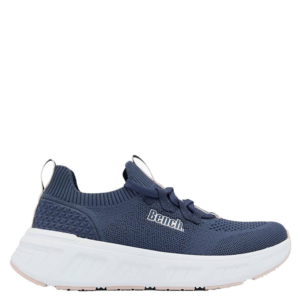 Donkerblauwe dames Bench sneakers van textiel met elastische veters