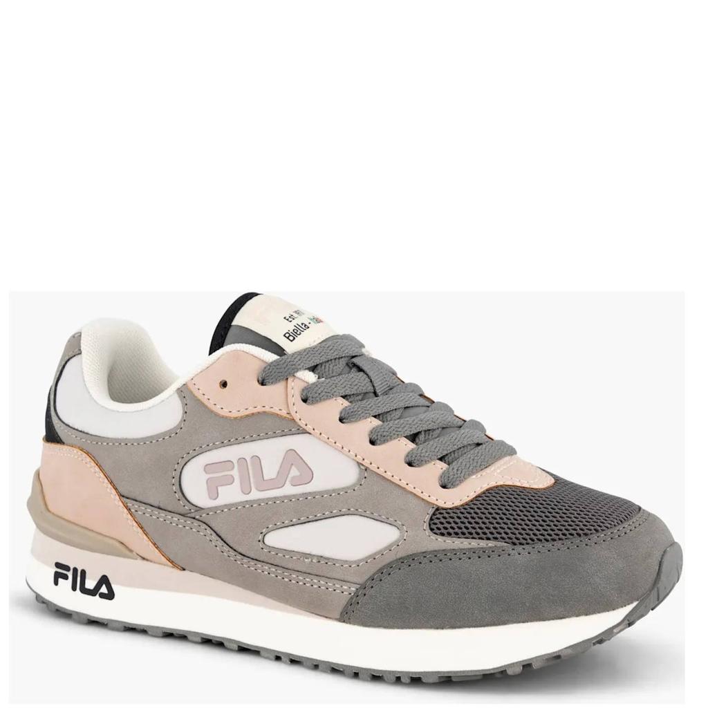 Lichtgrijs en beige dames Fila sneakers van imitatieleer met veters