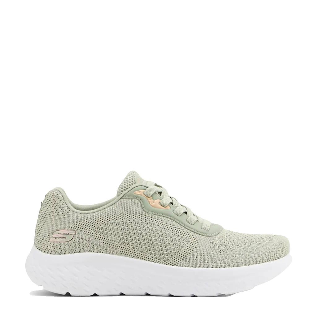 Lichtgroene dames Skechers sneakers van textiel met elastische veters