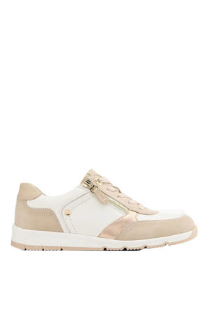 leren sneakers wit/beige