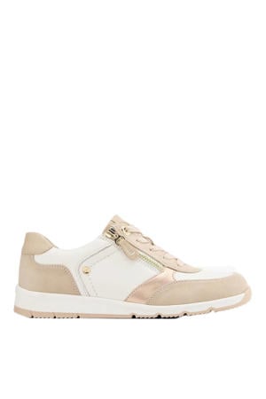 leren sneakers wit/beige