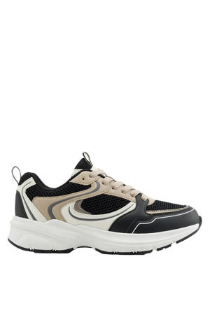 chunky sneakers zwart/beige