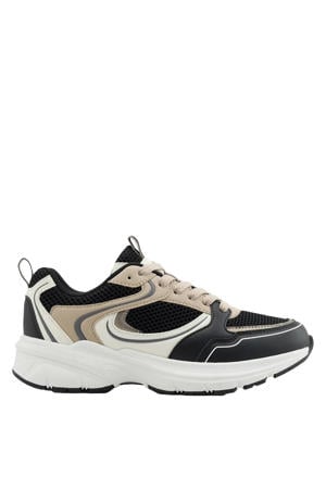 chunky sneakers zwart/beige