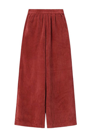 corduroy wide leg high waist broek donkerrood