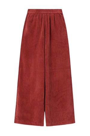 corduroy wide leg high waist broek donkerrood