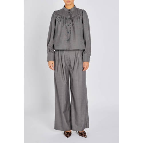 Bruuns Bazaar wide leg regular waist broek grijs afbeelding