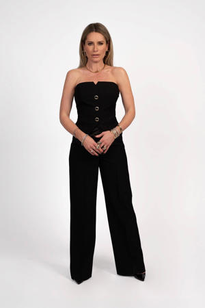 straight high waist pantalon zwart